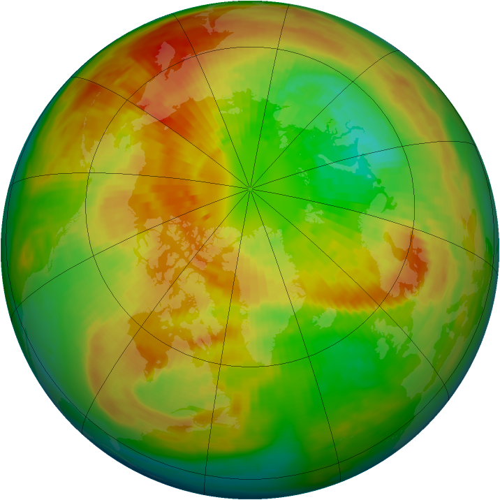 Arctic ozone map for 14 March 1992